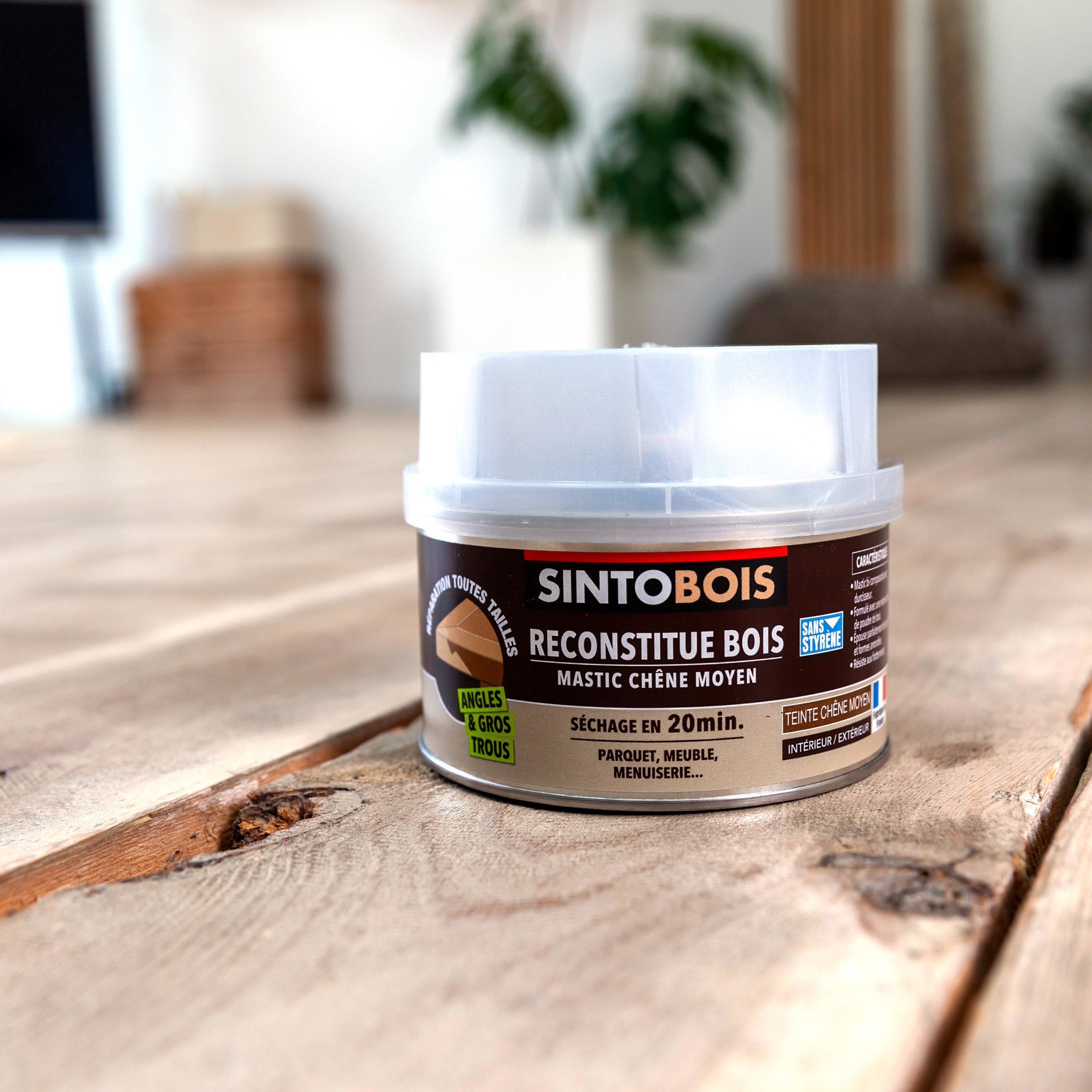 SINTOBOIS - Mastic à Bois Gros trous & fissures - Bois Clair 400g Sinto Bois  3169980399003 : Large sélection de peinture & accessoire au meilleur prix.