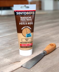 SINTO Pâte à Bois Pour Reboucher Imperfections et Fissures Chêne Clair -  80g - Sans Odeur - Intérieur et Extérieur